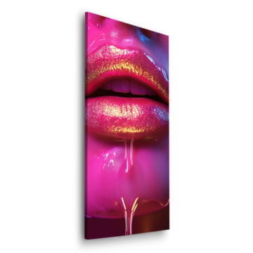 Neon Glitter Lips Dibond Matt Art