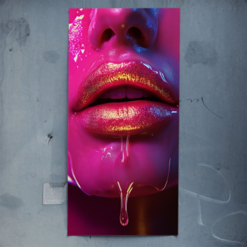 Neon Glitter Lips Poster Art