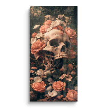 Vintage-Schädel mit Blumen - PVC-Bild glänzend