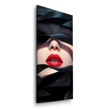 Labios rojos con velo negro - cuadro Dibond mate