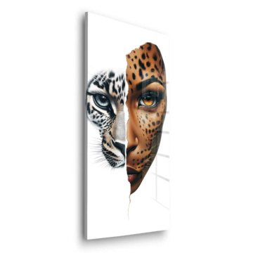 Gesichtsfusion aus Tiger und Leopard - Acrylglasbild