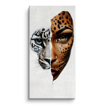 Gesichtsfusion aus Tiger und Leopard - Leinwandbild