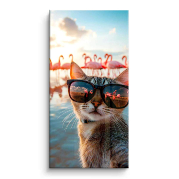 Gafas de sol gato flamenco Pool - cuadro PVC brillante