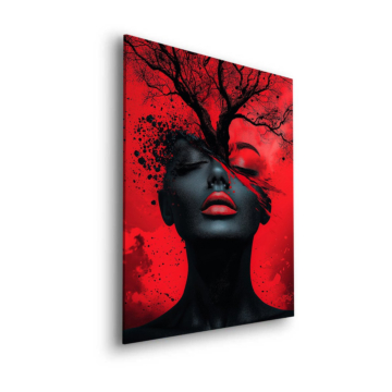 Portrait de femme à l’éclipse rouge - tableau Dibond mat