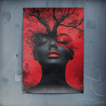 Red Eclipse Woman Portrait Poster Art