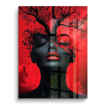 Red Eclipse Woman Portrait PVC Gloss Art