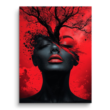 Red Eclipse Woman Portrait PVC Matt Art