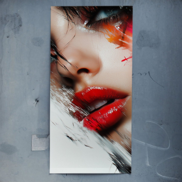 Rote Lippen abstraktes Porträt - Poster