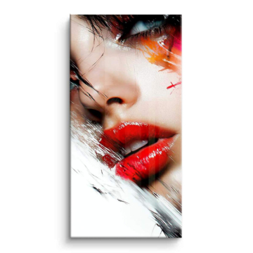 Retrato labios rojos abstracto - cuadro PVC brillante