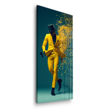 Tanzender Mann im gelben Anzug - Acrylglasbild
