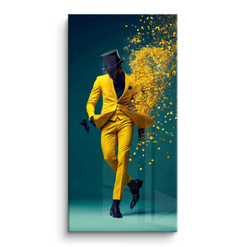 Traje amarillo Dancing hombre - cuadro PVC brillante