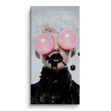 Bubblegum Noir Fashion Portrait Canvas Art