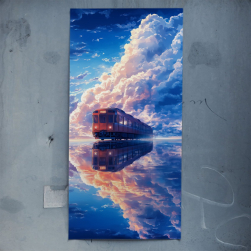 Traumzug in Wolkenspiegelung - Poster