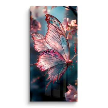 Pinker floraler Schmetterling - PVC-Bild glänzend