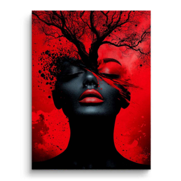 Red Eclipse Woman Portrait Canvas Art