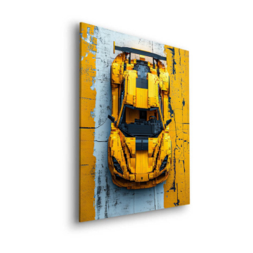 Bolide jaune inspiré de LEGO - tableau Dibond mat