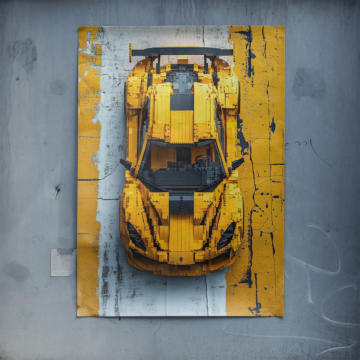Gelber Rennwagen inspiriert von LEGO - Poster