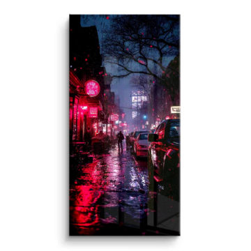 Neon Rain City Street PVC Gloss Art