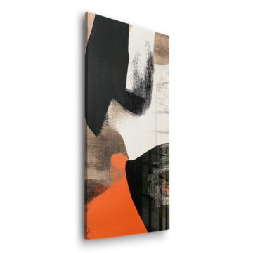 Harmonie abstraite orange et noire - tableau en verre acrylique