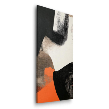 Harmonie abstraite orange et noire - tableau Dibond mat