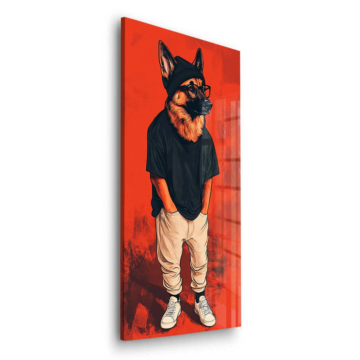 Cooler Deutscher Schäferhund im Streetwear-Look - Acrylglasbild