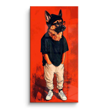 Cooler Deutscher Schäferhund im Streetwear-Look - PVC-Bild glänzend