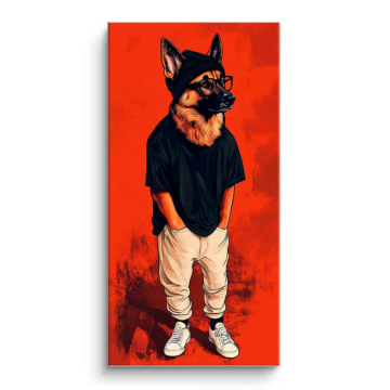 Cooler Deutscher Schäferhund im Streetwear-Look - PVC-Bild matt