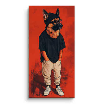 Cooler Deutscher Schäferhund im Streetwear-Look - Leinwandbild