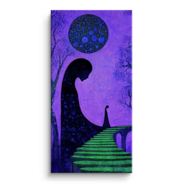 Katze auf der Mondtreppe - Leinwandbild
