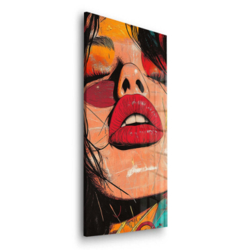Wyrazisty pop-artowy portret ust - obraz na szkle akrylowym