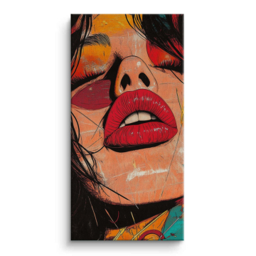 Vivid Pop Lips Portrait Canvas Art