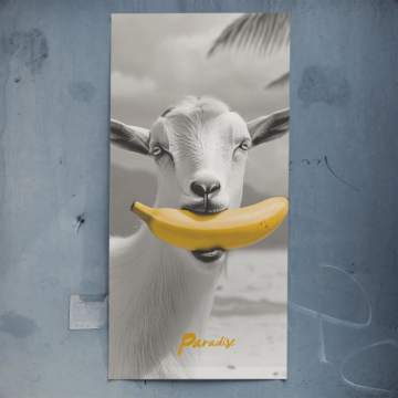 Goat avec banana - poster
