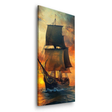 Segelschiff bei Sonnenuntergang - Dibond-Bild matt