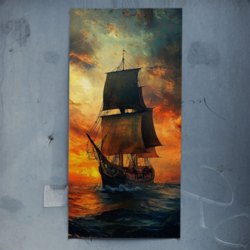 Segelschiff bei Sonnenuntergang - Poster