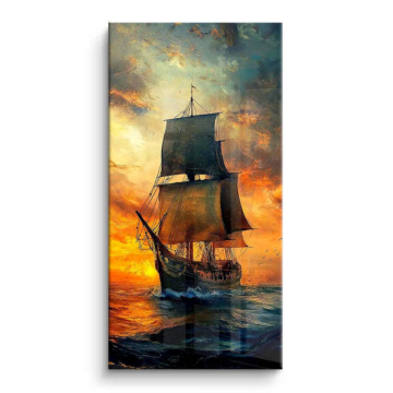 Atardecer Sailing Ship - cuadro PVC brillante