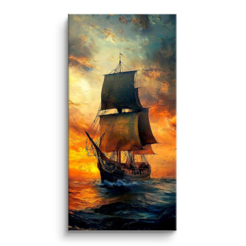 Coucher de soleil sailing navire - tableau PVC mat