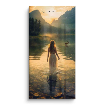 Serene lago mujer reflejo - cuadro PVC brillante