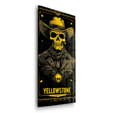 Cowboy-Totenkopf-Poster inspiriert von Yellowstone - Acrylglasbild
