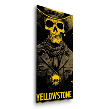 Cowboy-Totenkopf-Poster inspiriert von Yellowstone - Dibond-Bild matt