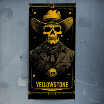 Cowboy-Totenkopf-Poster inspiriert von Yellowstone - Poster