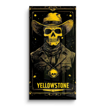 Calavera vaquera inspirada en Yellowstone - cuadro PVC brillante