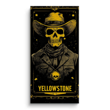 Cowboy-Totenkopf-Poster inspiriert von Yellowstone - Leinwandbild