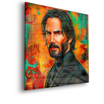 Retrato en color inspirado en John Wick - cuadro en vidrio acrílico