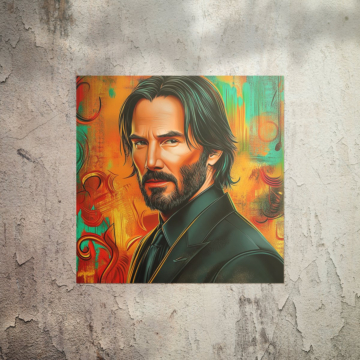 Retrato en color inspirado en John Wick - póster
