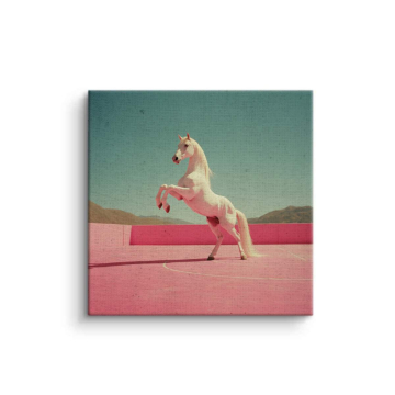 White Unicorn Pink Platform Canvas Art