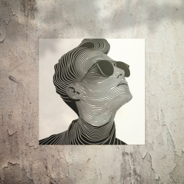 Portret w okularach w liniowym stylu - plakat