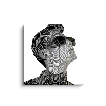 Retrato lineal con gafas de sol - cuadro PVC brillante