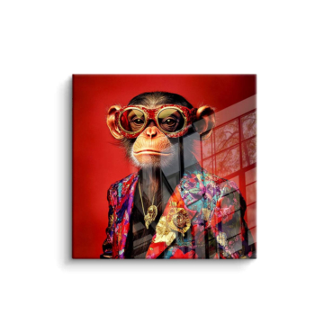 Retrato chic chimpancé - cuadro PVC brillante