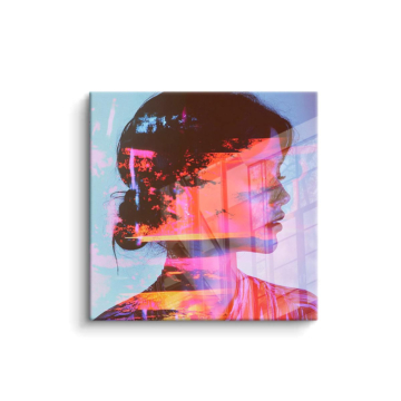 Glitch mujer perfil - cuadro PVC brillante