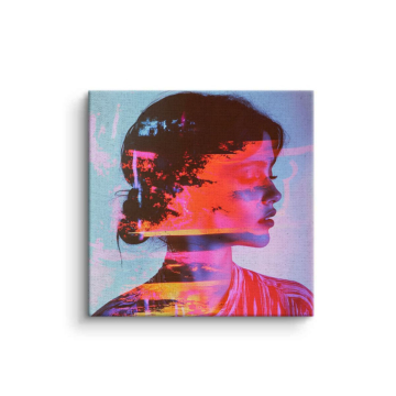Profil féminin à effet glitch - tableau sur toile
